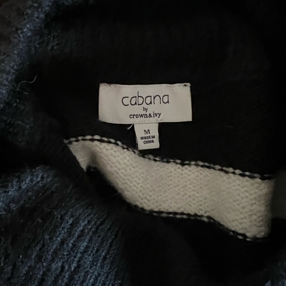 Cabana by Crown & Ivy Turtleneck Black Striped Sweater Size M - Picture 3 of 3
